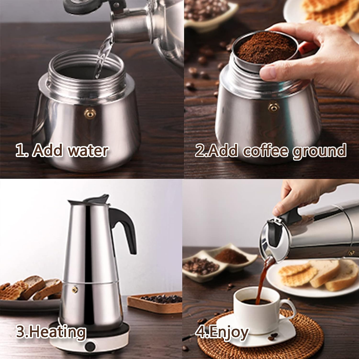 4/6/9 чашек Moka Pot Caffe Mac – обзор и цена Hero Coffee Equipment